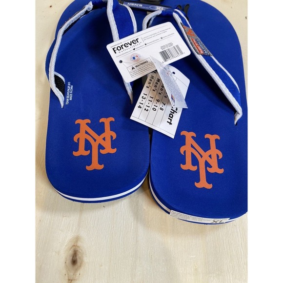 New York Mets Sewn Patch Team Logo Flip Flops Blue and Orange New Sz‎ XL 13-14 - Picture 7 of 8